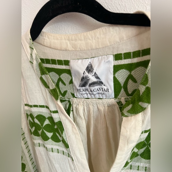 Pearl & Caviar Green and Cream Tiered Dress, size S/M - Picture 3 of 6